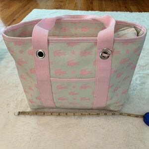 Lacoste canvas tote with one accessory bag